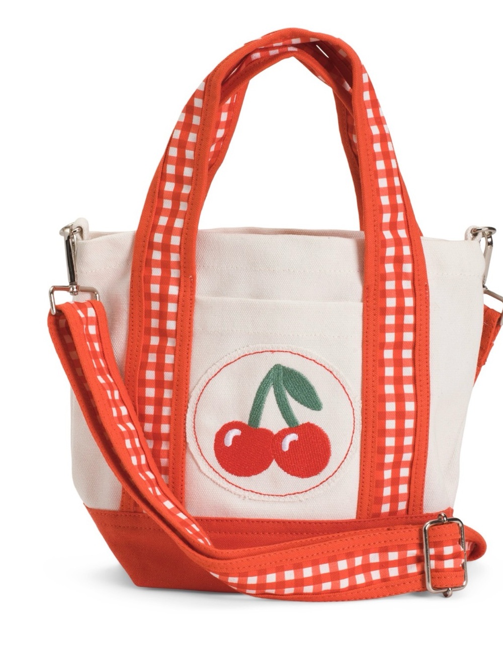 Martha Stewart Cream Canvas Tote with Orange Trim & Cherry Motif - Picture 1 of 2